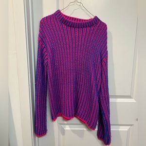 Endless Rose Strip Mix Color Sweater - Pink